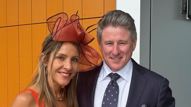 Former Nine boss Mike Sneesby with wife Ursula at Royal Randwick Racecourse for The Big Dance.