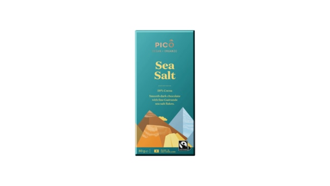 Sea salt Pico Vegan + Organic Sea Salt Dark Chocolate, $8.50, WoolworthsWhy we love it“Pico is another brand I love as it’s made from real ingredients, with nothing artificial added. I don’t personally have a sweet tooth, so the salty-bitter combo of dark chocolate with sea salt works for me. If you prefer a sweeter chocolate, they have a range of other great flavours and, even better, they’re all vegan.”Shop here