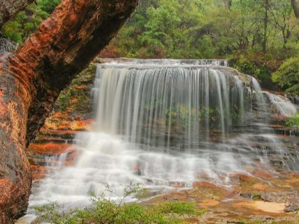 This beautiful waterfall is Weeping Rock at Wentworth Falls, one of many waterfalls in the Blue Mountains. Picture: Shane Smith