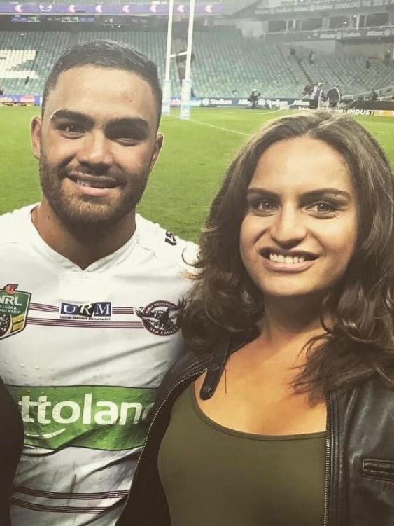 Manly star Dylan Walker with sister Jade Walker. Picture: Instagram