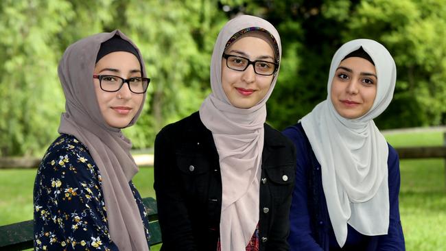 Cousins Kaynat, Zakia and Sumaya Housaini are hoping to bring more gender-specific programs to Cumberland. Picture: Peter Kelly.