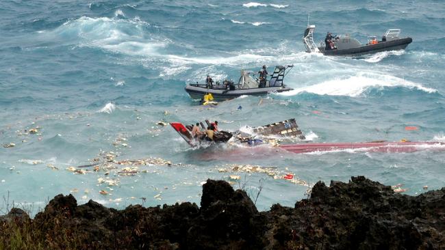 The stricken boat at Christmas Island. Picture: File