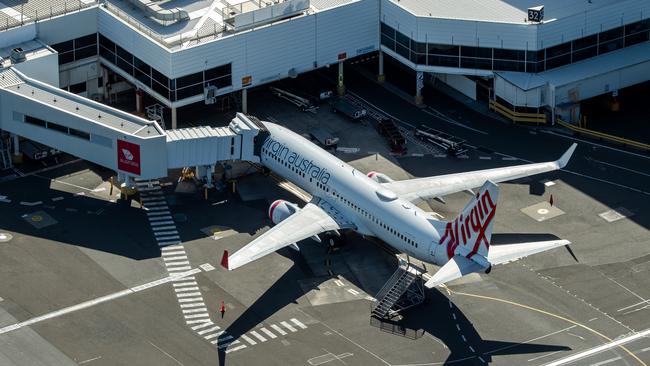 Virgin Australia planes are grounded at Sydney. Picture: Getty Images