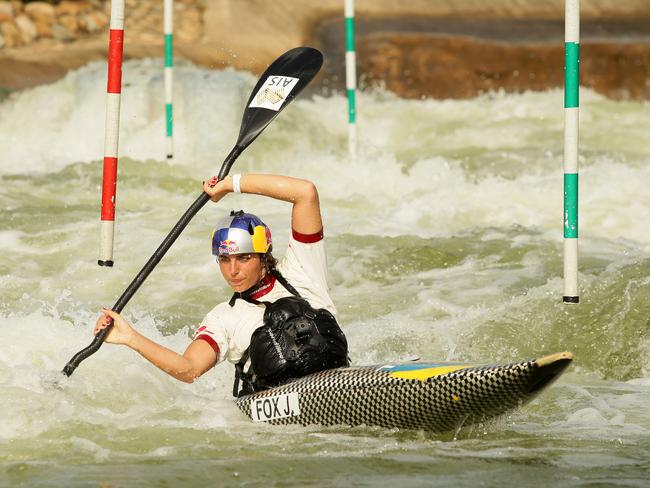 Jessica Fox ,pictured training at the Penrith Whitewater stadium, preparing herself for next weeks Australian Open