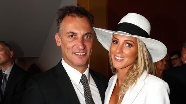 Antony Catalano with his wife Stefanie on Derby Day at Flemington. Pic: Aaron Francis