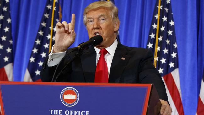 Donald Trump during his first news conference since winning the US election in November.