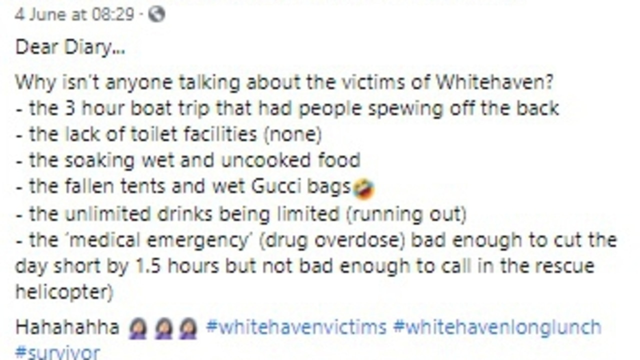 This social media post about the untold story of the glamorous White on Whitehaven event attracted more than 80 comments sharing similar experiences. Picture: Facebook.