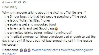 This social media post about the untold story of the glamorous White on Whitehaven event attracted more than 80 comments sharing similar experiences. Picture: Facebook.