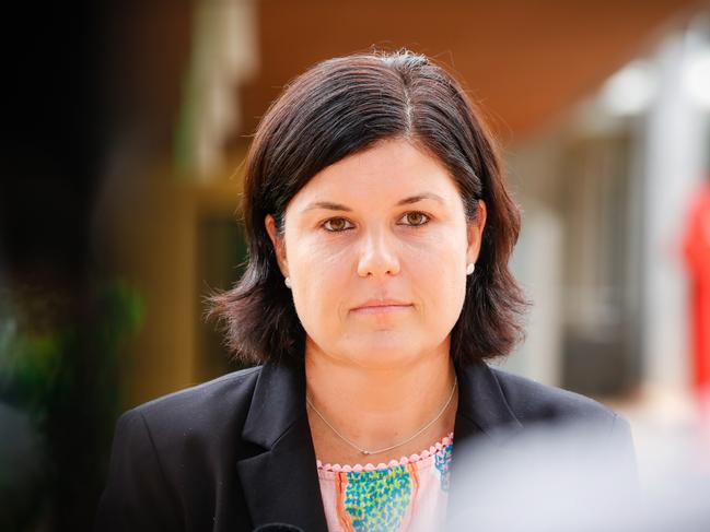 Health Minister Natasha Fyles announces the latest NT resident to test positive for Covid 19.Picture GLENN CAMPBELL