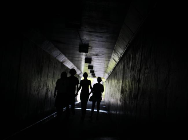 Teenagers in underpass tunnel.Photo Nicholas Falconer / Sunshine Coast Daily