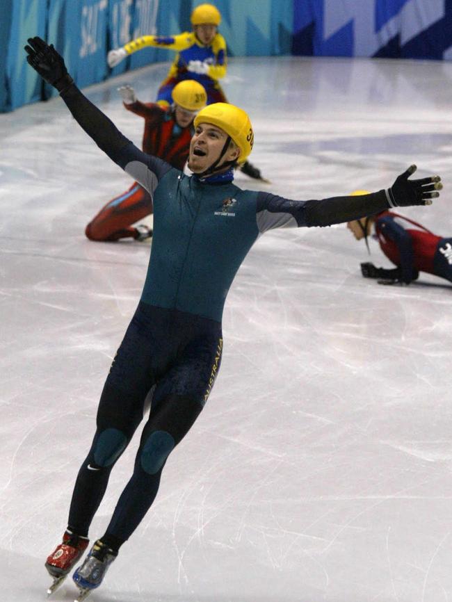 Steven Bradbury winning gold in spectacular style in 2002.