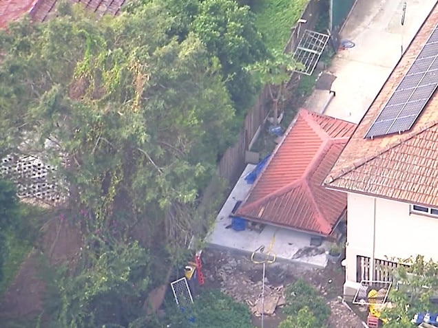 A man has died following a structure collapse in Inala on Saturday morning. Picture: 7NEWS