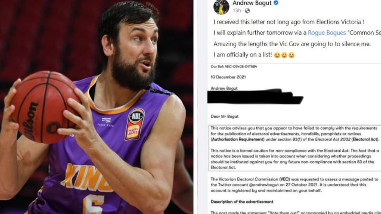 Andrew Bogut has accused the Victorian government of trying to ‘silence’ him.