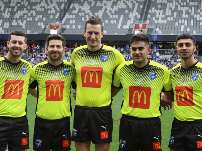 Match officials for the women’s grand final. Picture Warren Gannon Photography