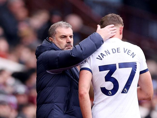 Ange Postecoglou with Micky van de Ven. Picture: Getty Images