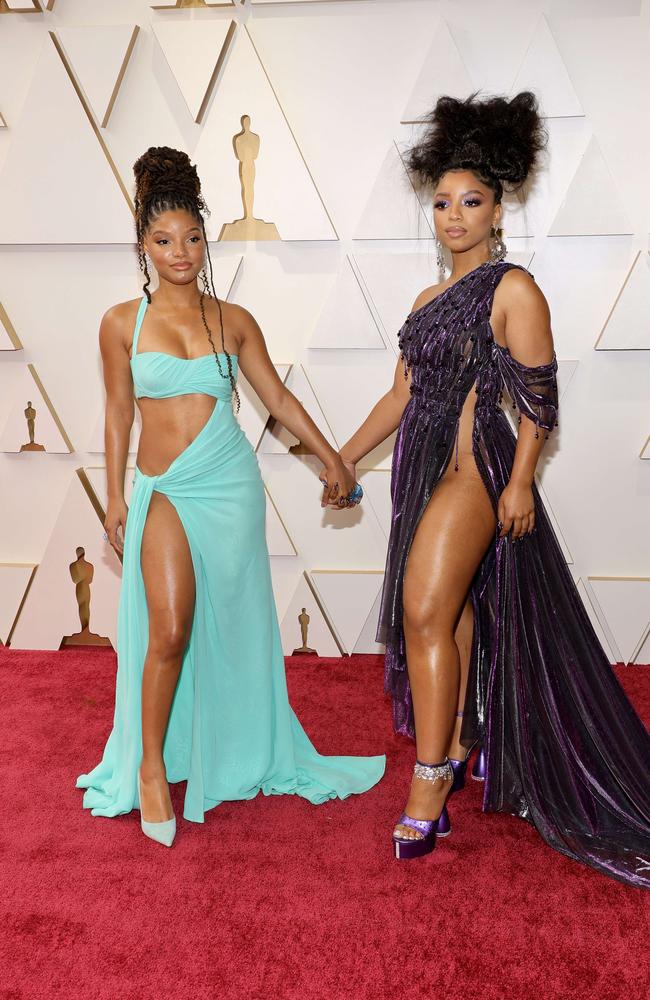 Halle Bailey and Chloe Bailey attend the 94th Annual Academy Awards. Picture: Getty