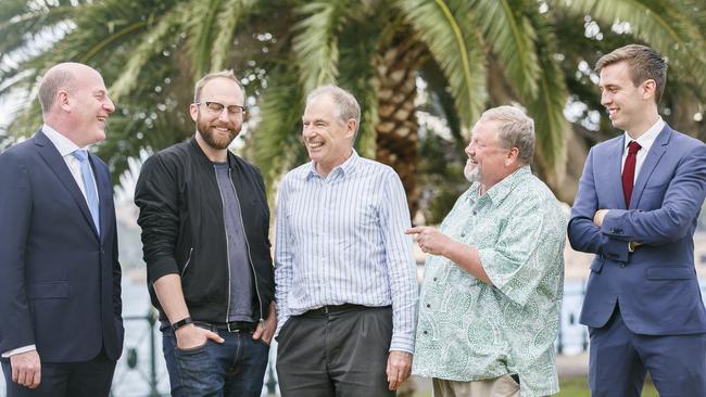 Trent Zimmerman, Daniel Keogh, Dr Arthur Chesterfield-Evans, Greg Graham and Brett Stone are all running in North Sydney. Picture: Tim Pascoe