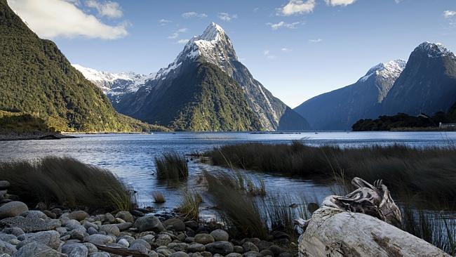 Snow-capped Mitre Peak, Milford Sound.