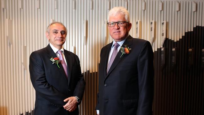 Link Market Services float at the ASX in Sydney. Chairman Michael Carapiet (left) and CEO John McMurtrie.