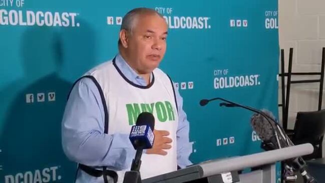 Mayor Tom Tate speaks about flooding on the Gold Coast