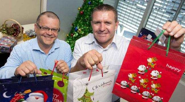 APN Australian Regional Media CEO Neil Monaghan and patron and rugby league legend Shane Webcke launch this year’s Adopt-a-Family appeal.