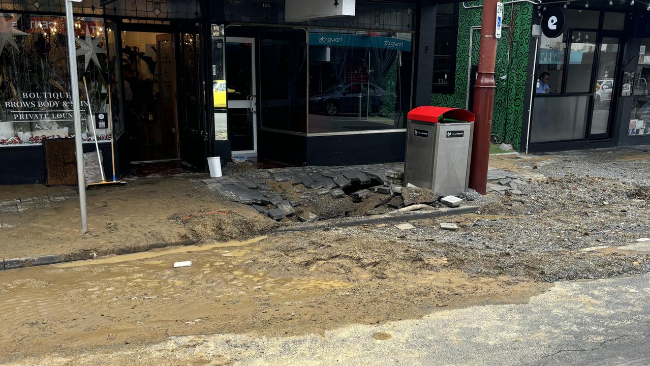 Burst water main leaves damage in its wake