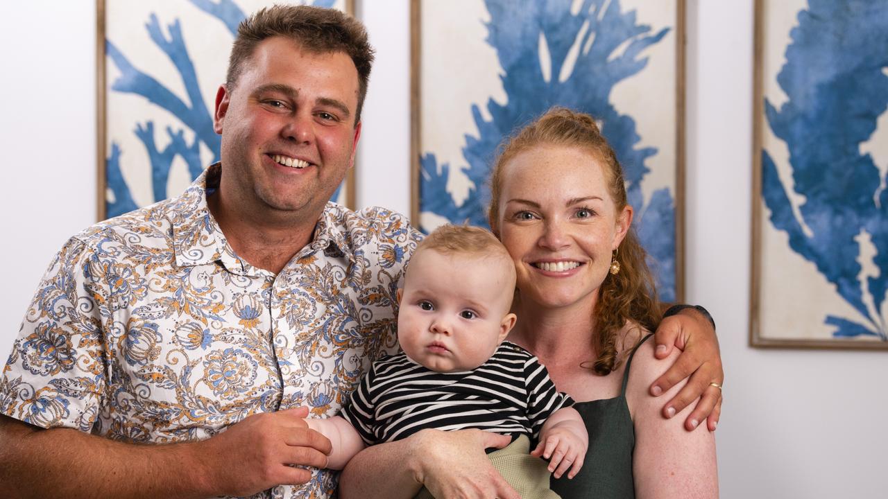 Dane and Laura Hermann with baby Darcy, Tuesday, December 14, 2021. Picture: Kevin Farmer