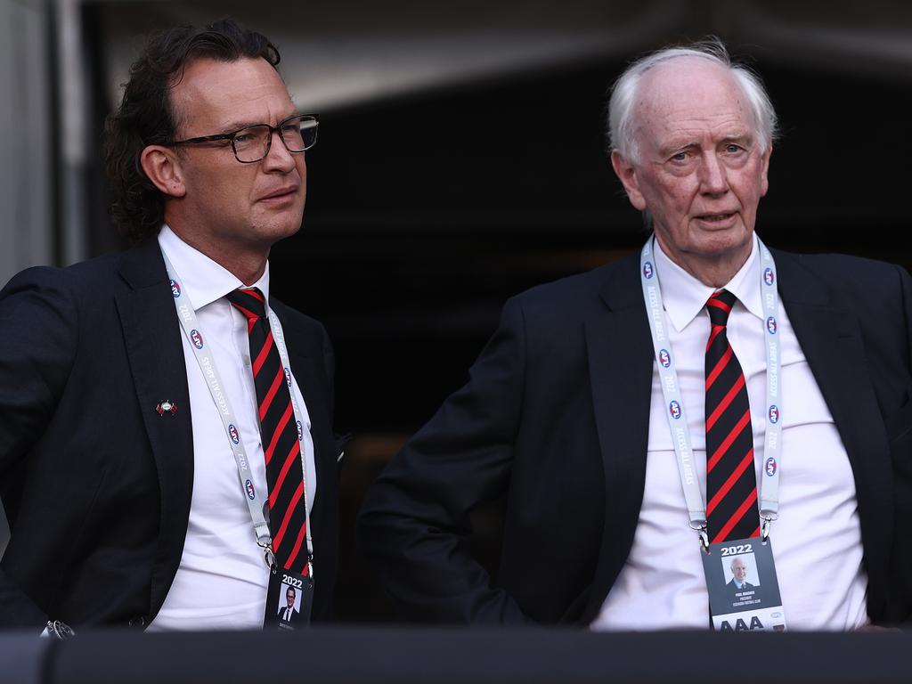 Former chief executive Xavier Campbell and former president Paul Brasher. Picture: Michael Klein