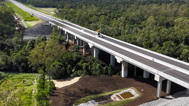 Shrouded road signs have been erected at each end of the final stretch of the Cooroy to Curra Bruce Hwy Bypass, and the entire route now comes up on Google Maps, but when will it actually open?