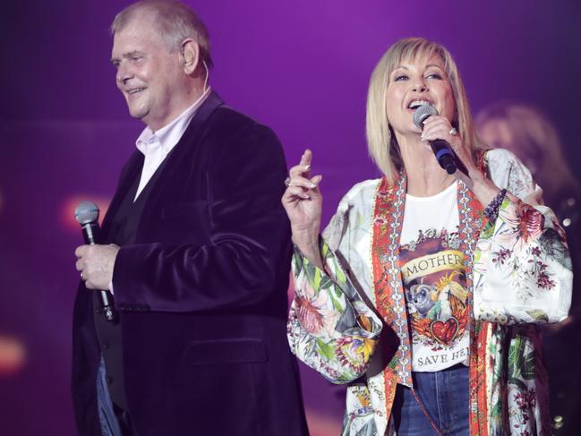 John Farnham performs with his dear friend Olivia Newton-John at Fire Fight Australia in 2020. Picture: Getty Images