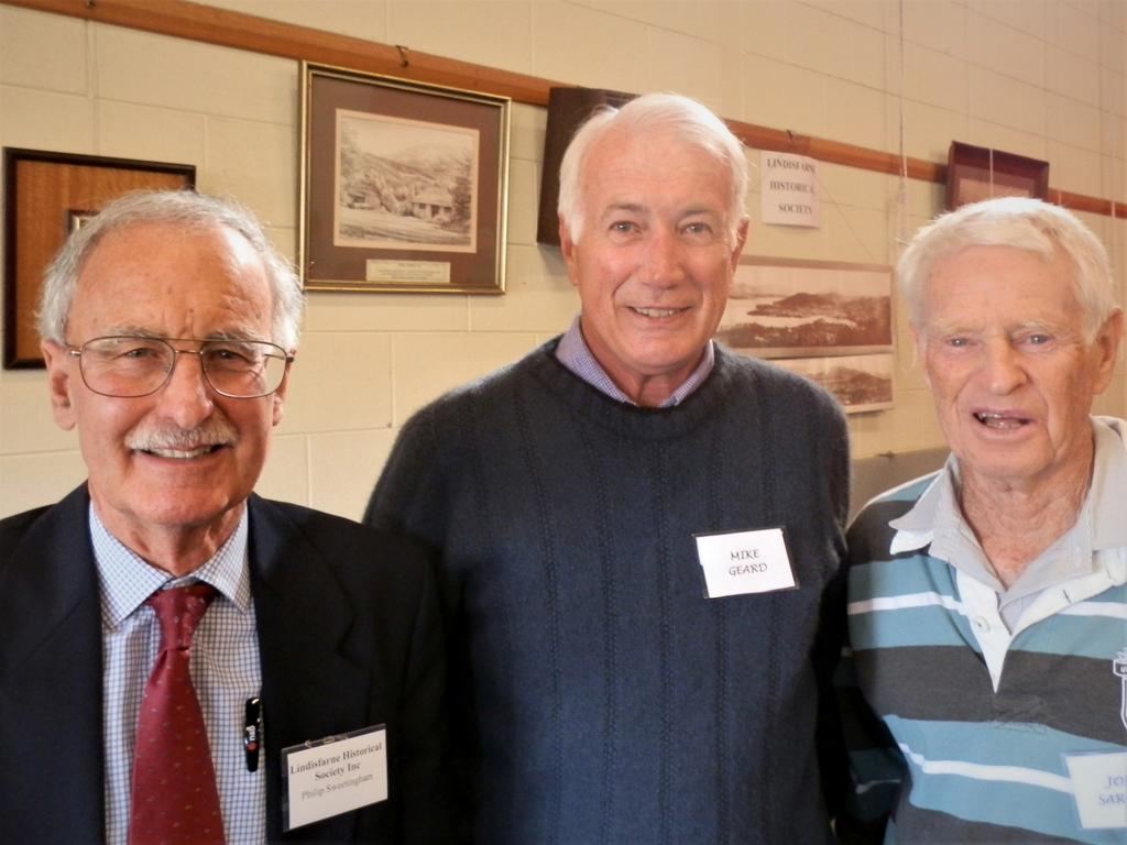 <p>Philip Sweetingham, left, Mike Geard and John Sargent at the launch of Lindisfarne Heritage - Volume II, published by the Lindisfarne Historical Society. Picture: REG WATSON</p>