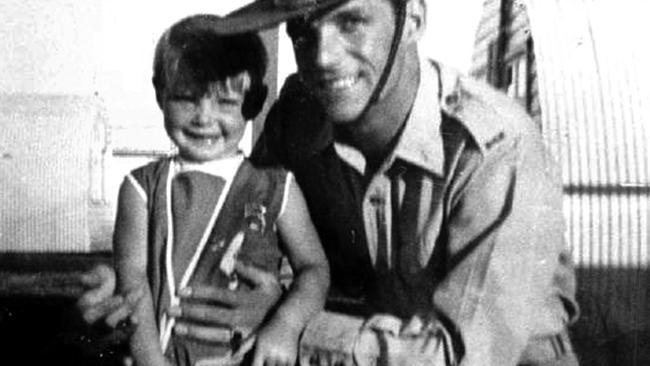John Grimmer with his daughter Cheryl Grimmer before she went missing in 1970, vanishing without a trace from Fairy Meadow Beach, NSW.
