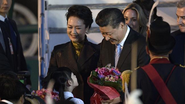 China’s President Xi Jinping and first lady Peng Liyuan arrive in Buenos Aires for the G20 summit. Picture: AFP