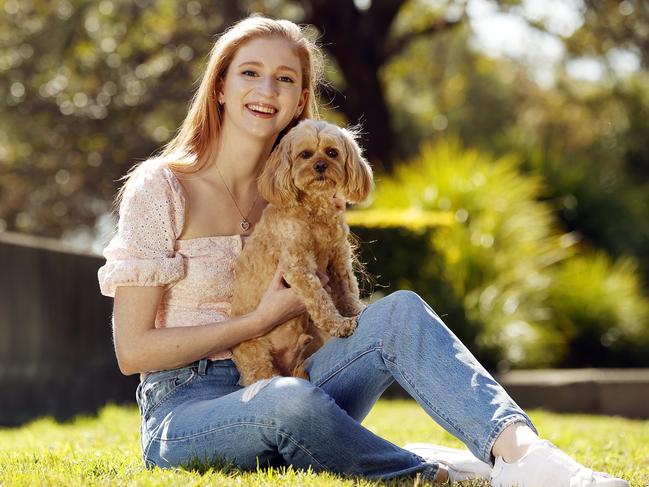 Lotte Carter with her toy cavoodle Ralphie. Picture: Sam Ruttyn