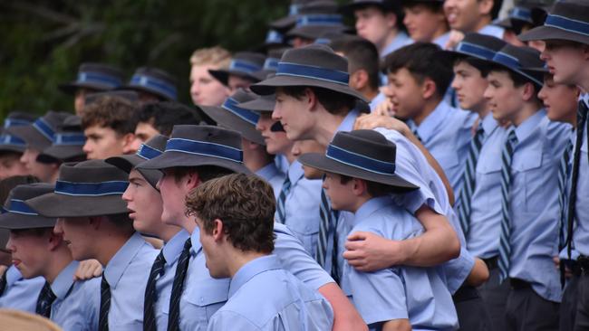 GPS First XI football action between Brisbane Boys College and Brisbane Grammar School. Saturday April 22, 2023. Picture: Nick Tucker.