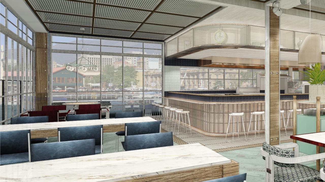 Artists impressions of the redeve,opment of the O Bar building, names Murray Street Pier. Designs: Paul Kelly Design development / Hobart / waterfront / restaurant / DA / architects drawings