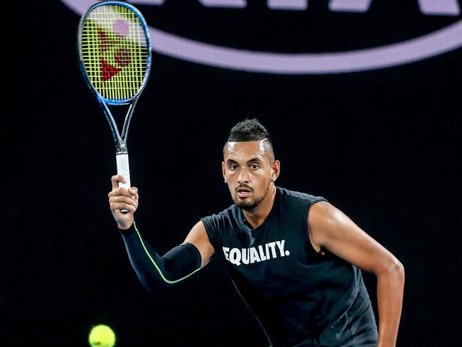 Australian Open 2018. Nick Kyrgios practice session. Picture: Tim Carrafa