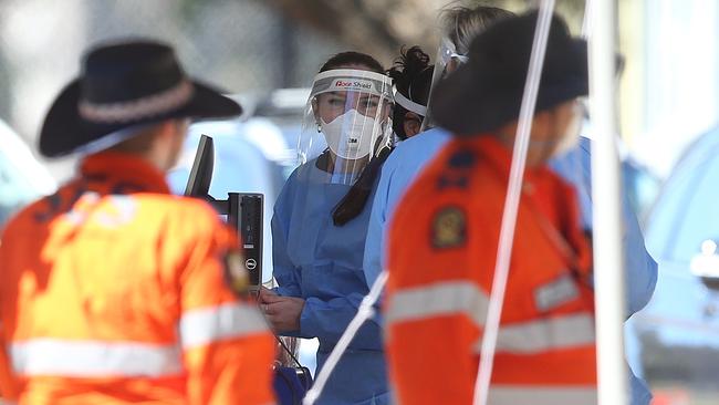 Covid testing at Indooroopilly State High School this week. Picture: Jono Searle