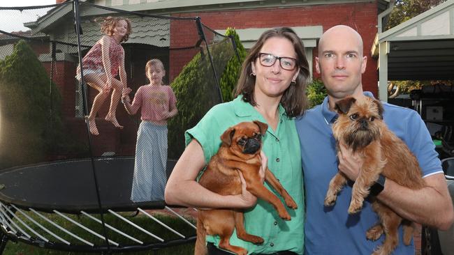 Nicole and Max Rous with their children Ruby, 9, and Lucy, 7. Picture: David Crosling