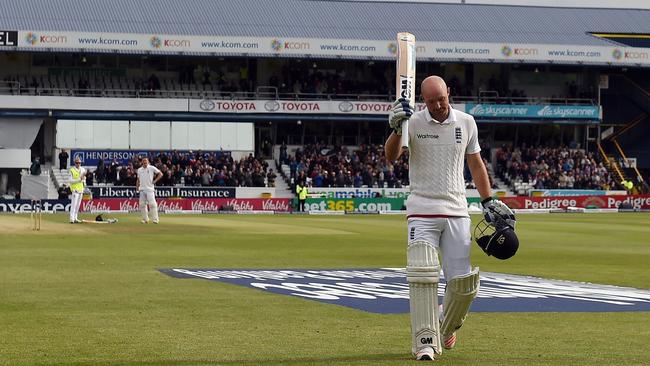 New England opener Adam Lyth was run out for 107 runs on the second day in Leeds.