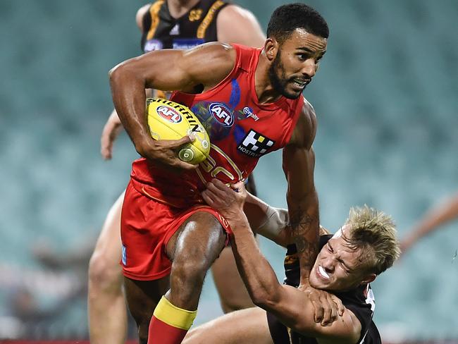 The Hawks could hardly lay a finger on Touk Miller. Picture: AFL Photos/Getty Images