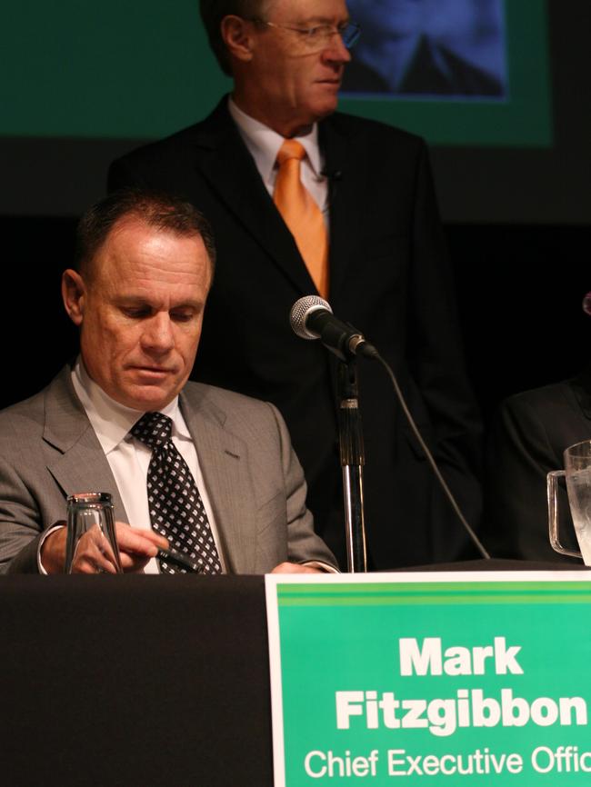 NIB’s Mark Fitzgibbon at the health fund’s demutualisation meeting in Newcastle in shortly before its listing in 2007. Picture: Jamie Wicks