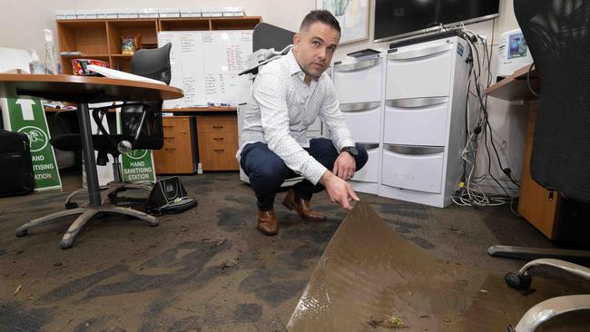 Ashley Hutson at Barry Plant Real Estate Lilydale inspects the damage. Picture: Tony Gough