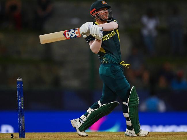 Warner during the ICC Men's T20 Cricket World Cup West Indies &amp; USA 2024 Super Eight match between Australia and Bangladesh. Picture: Gareth Copley/Getty Images