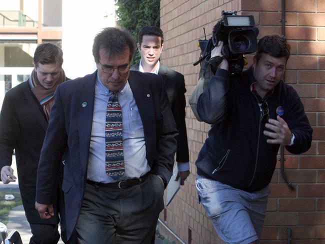 Ricardo Da Silva leaving Wyong Local Court after facing a charge of making false accusations in regard to murder victim Amanda Carter.