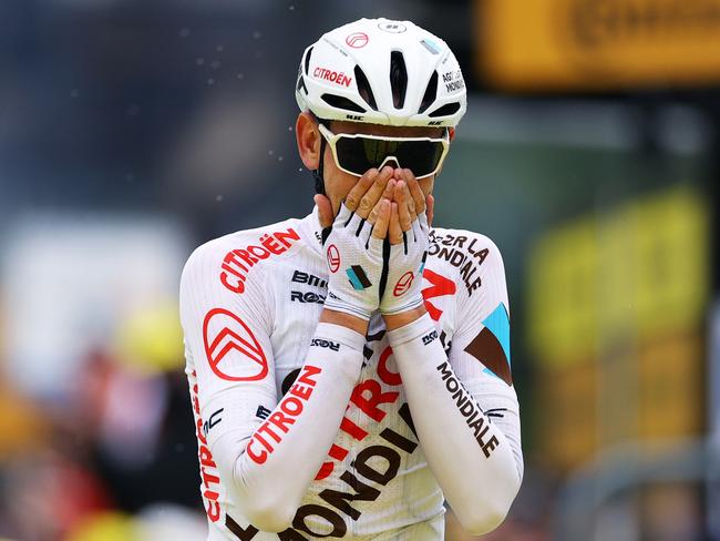 TIGNES, FRANCE - JULY 04: Ben O'connor of Australia and AG2R CitroÃÂ«n Team at arrival during the 108th Tour de France 2021, Stage 9 a 144,9km stage from Cluses to Tignes - MontÃÂ©e de Tignes 2107m / @LeTour / #TDF2021 / on July 04, 2021 in Tignes, France. (Photo by Tim de Waele/Getty Images)