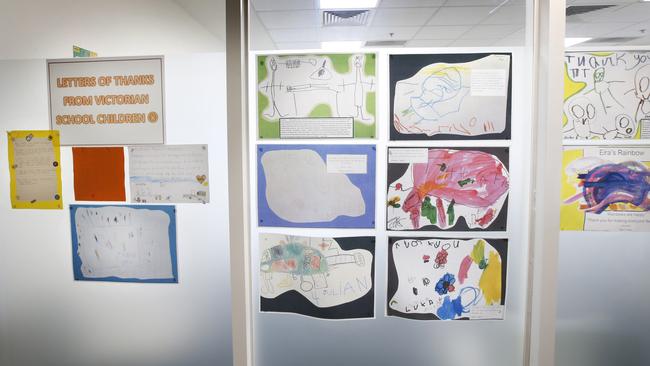 Schoolchildren have written thankyou letters to staff in the ICU COVID ward. Picture: David Caird