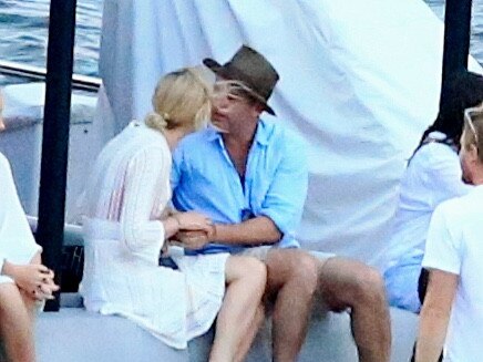 Karl Stefanovic with girlfriend Jasmine Yarbrough on Sydney Harbour in February 2017. Picture: Adam Taylor