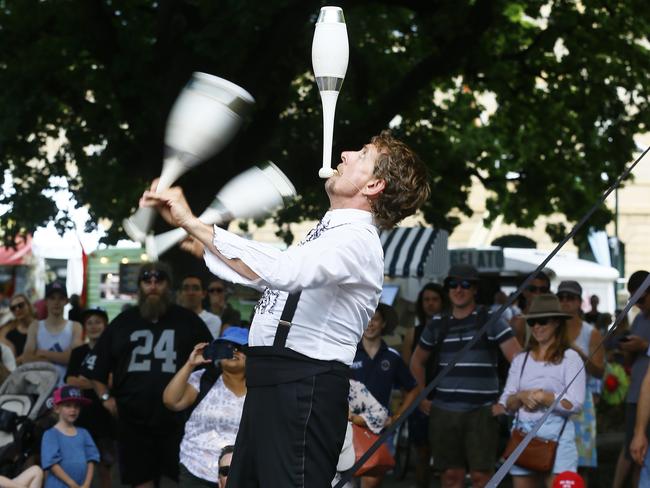 The Great Dave entertains the crowd on Parliament lawns. Picture: MATT THOMPSON