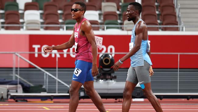 They then finished the race together. Picture: Christian Petersen/Getty Images